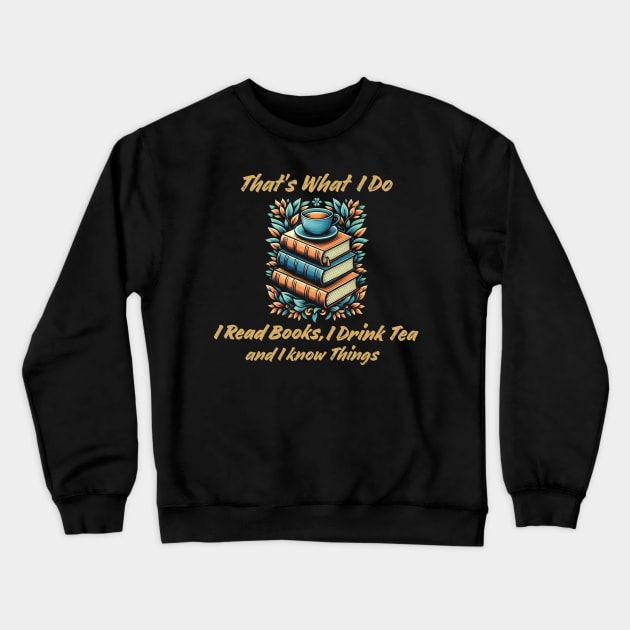 That's what i do i read books i drink tea and i know thing Crewneck Sweatshirt by WILLER
